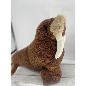 Sea World Brown Walrus Plush 14" Soft Toy Stuffed Animal Realistic Vintage